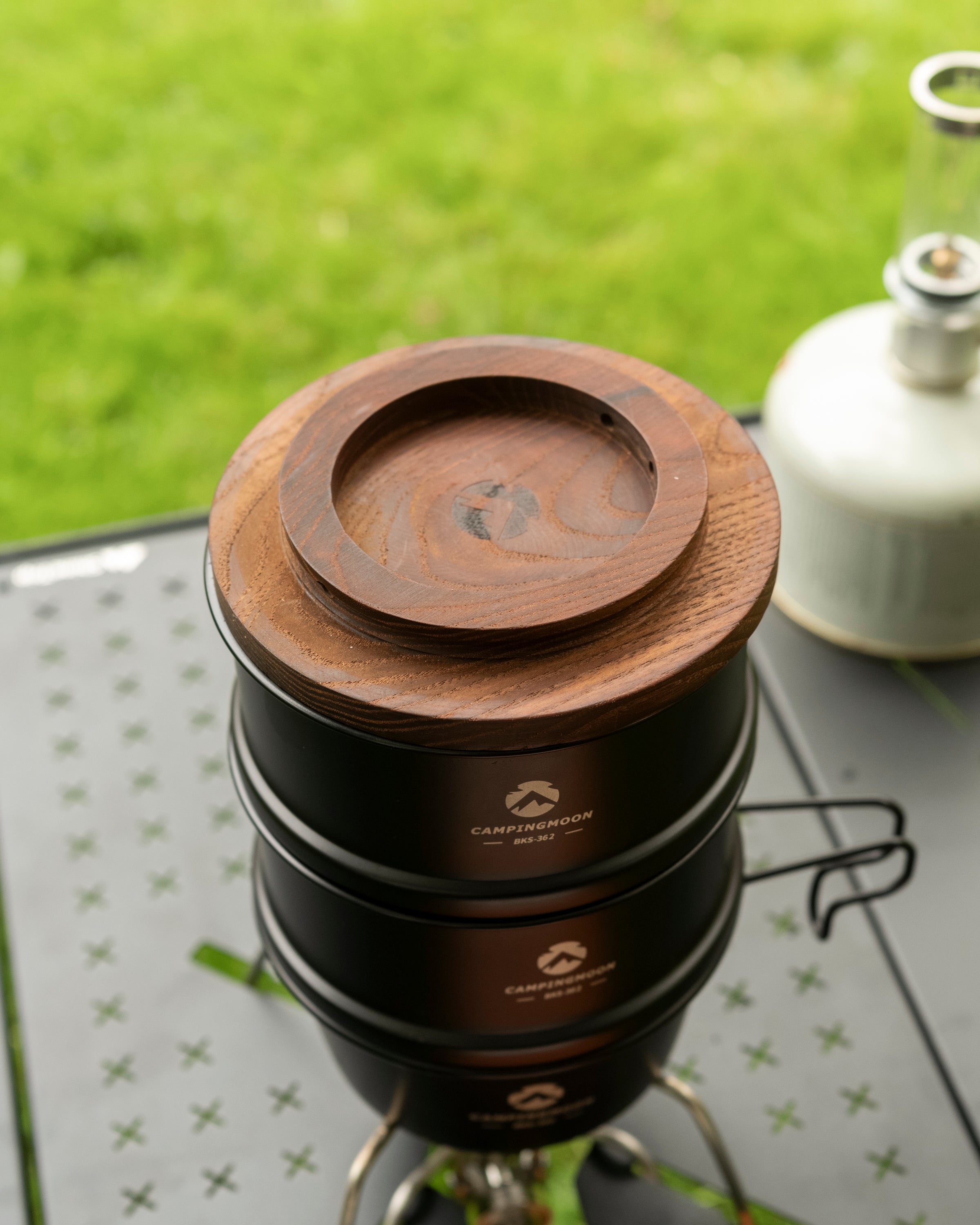 Camping Moon Mini Steamer 4.7-Inch For Sierra Cup 304 Stainless Steel With Wood Lid S362-MG