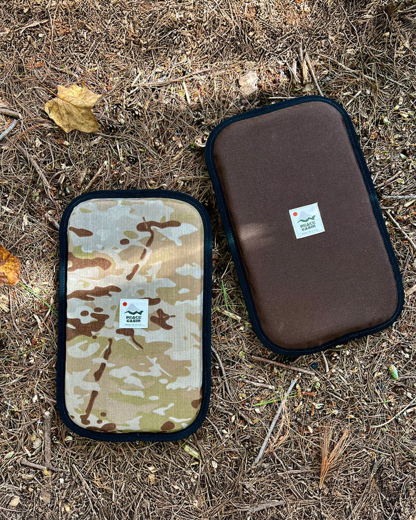 Peace Cabin Utility Sit / Kneel Pad (Brown + Neon Yellow)