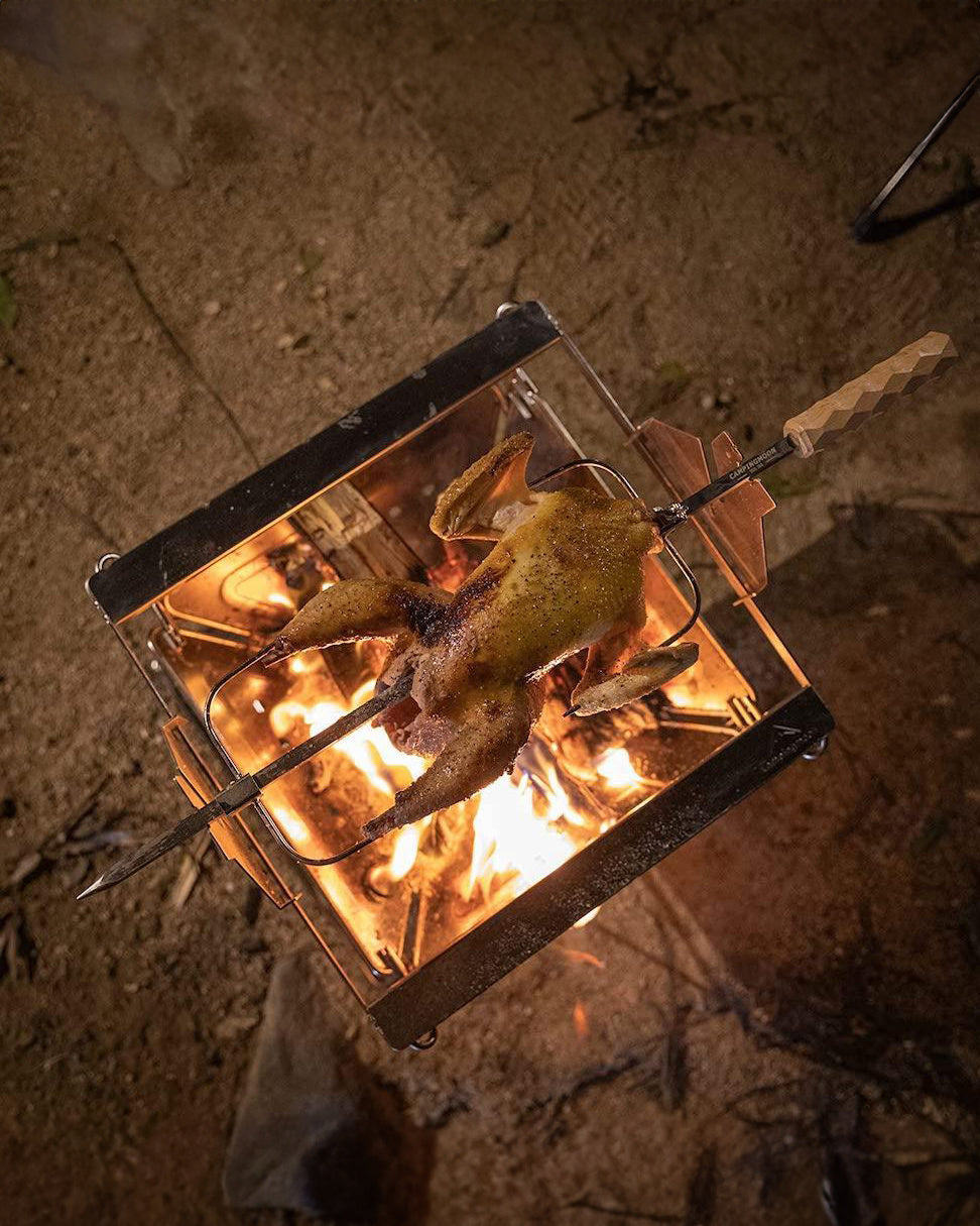 Rotisserie Spit-Roasting Rack for Takibi Firepit – Kōrogi