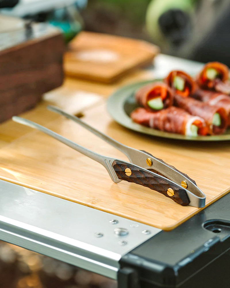 Walnut Grip BBQ Tongs