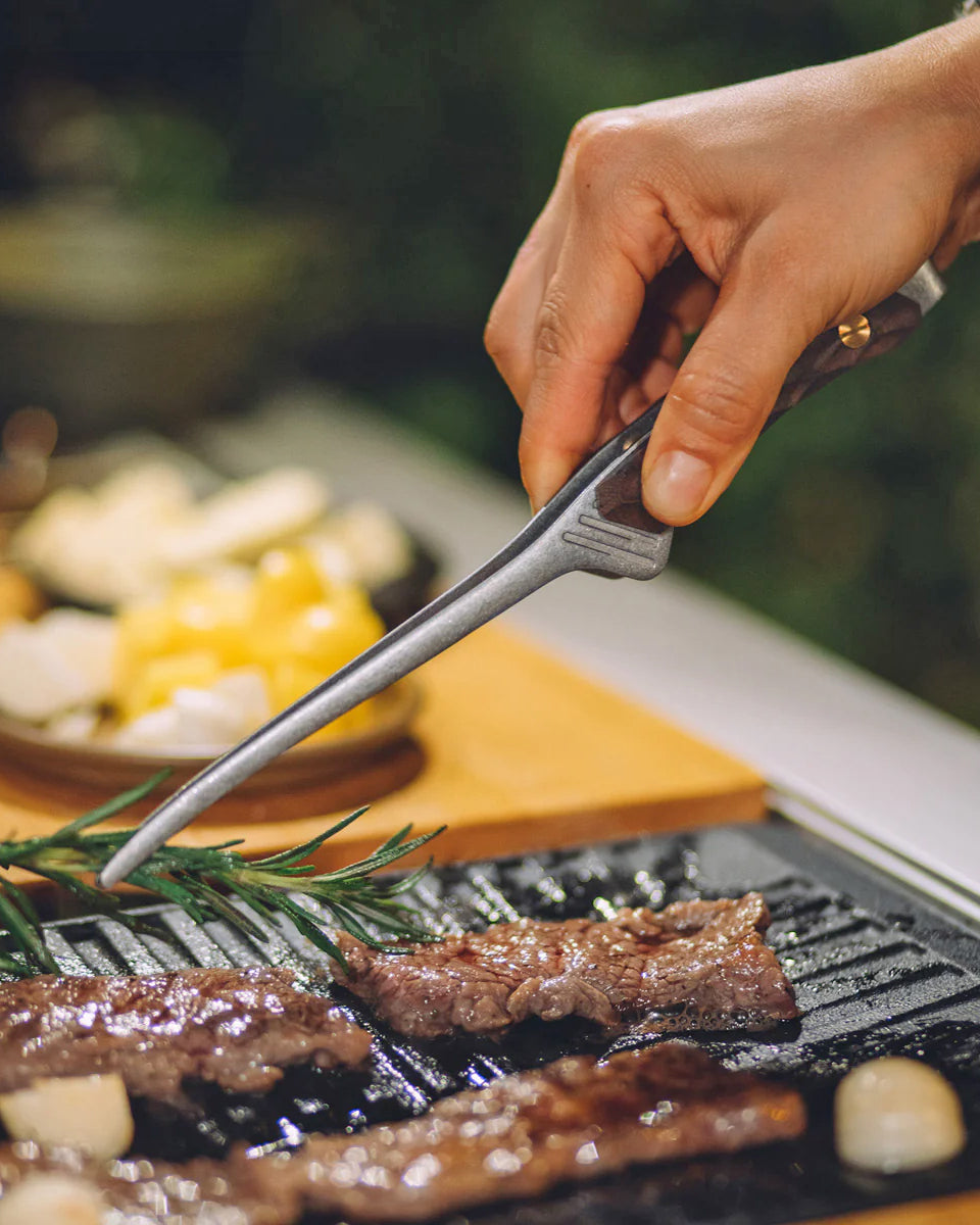 Walnut Grip BBQ Tongs