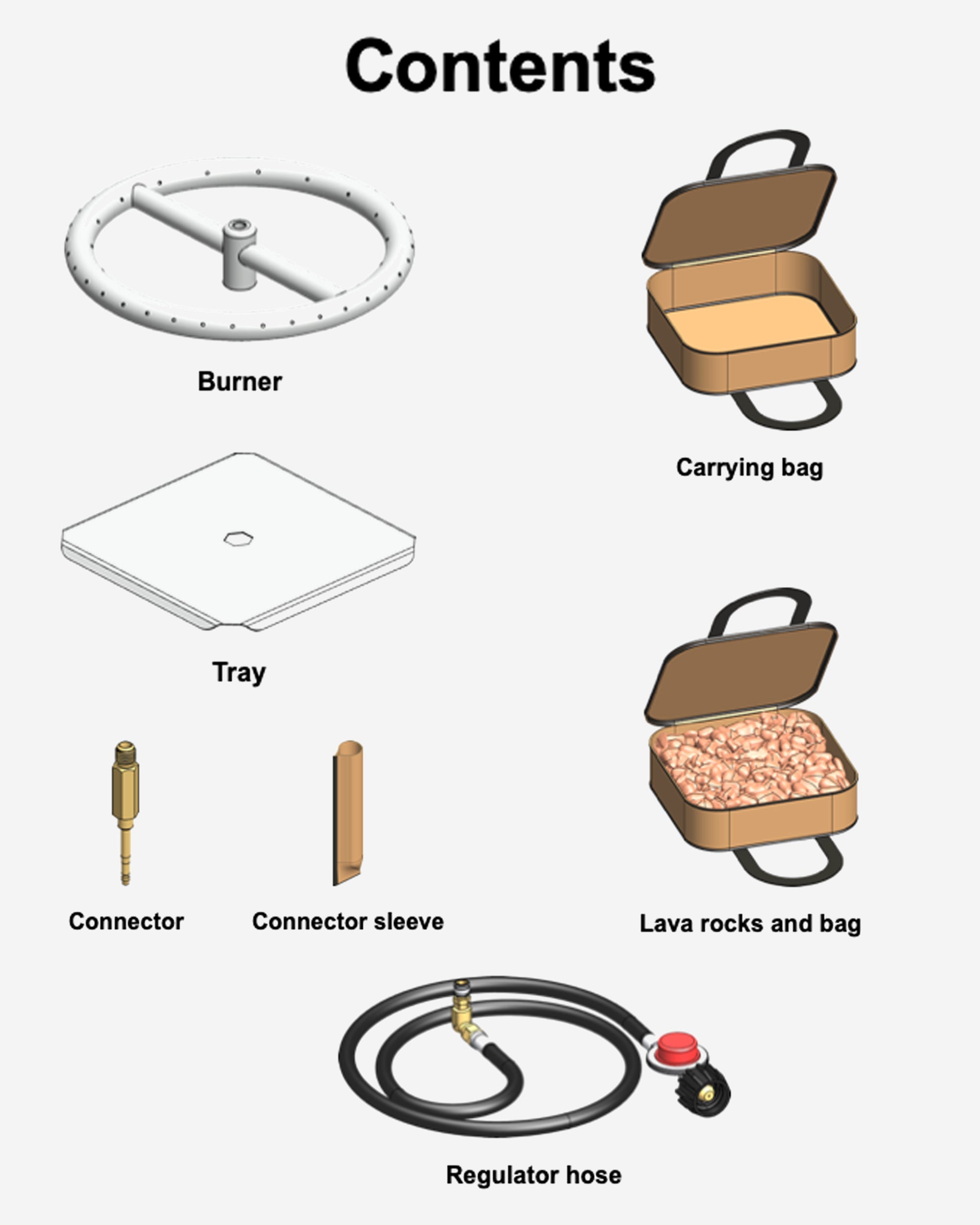Zutto SP1 Fire Pit Propane Adapter Kit for Folding Fire Pits